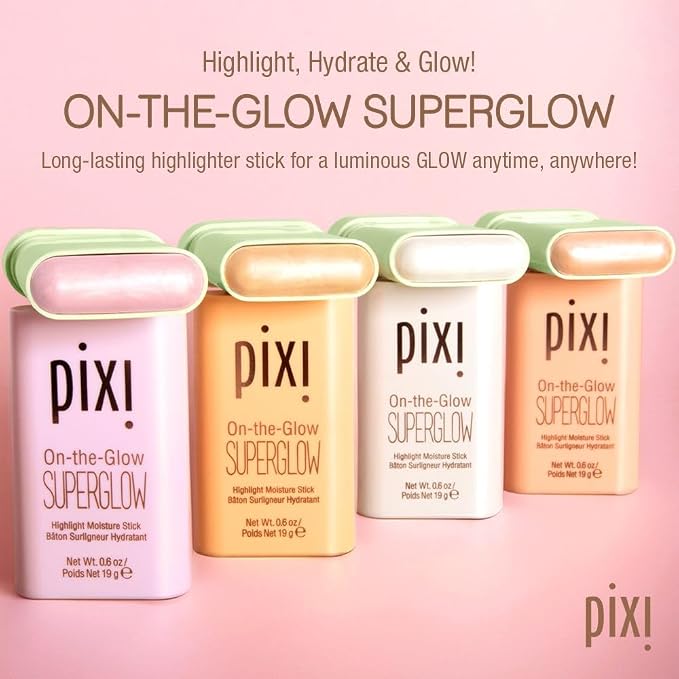 Pixi ON-THE-GLOW SuperGlow Cream Highlighter Stick, Dewy | Natural Lustre | Hydrating, Dewy, Lumincous Cream Highlighter and Contour for Cheeks and Brows, Paraben Free Open Heaven Beauty