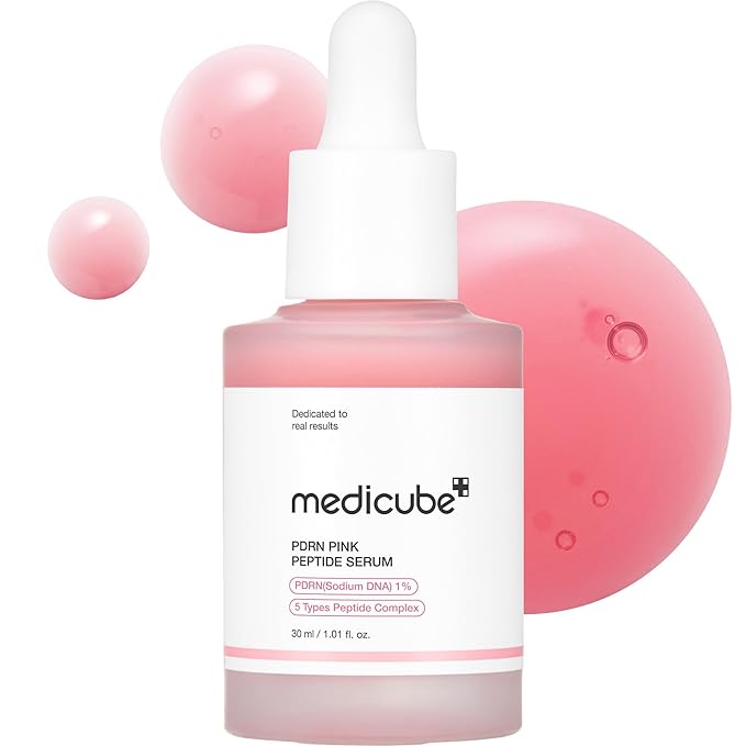 medicube PDRN Pink Peptide Serum with Salmon DNA | Pink Glow Serum - Peptides & Niacinamide for Hydration & Firm-Looking Skin, Uneven Tone Care, Korean Skincare, 1.01 fl. Oz Open Heaven Beauty