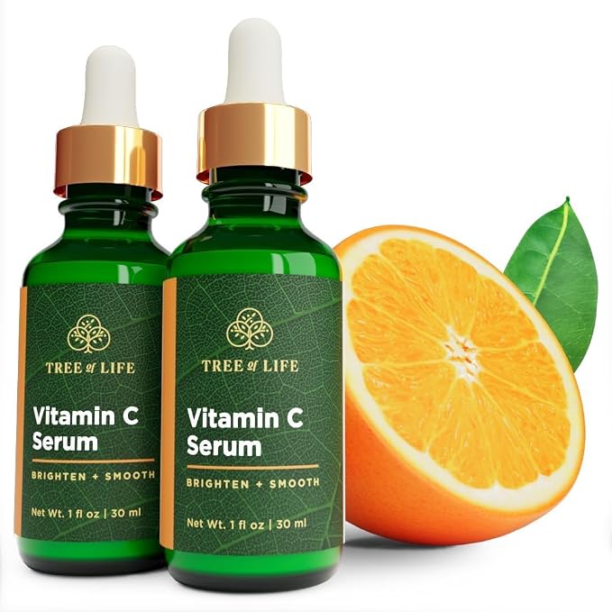 Tree of Life Vitamin C Serum for Face, Dark Spots Remover Face Oil, 2 Fl Oz | Brightening Vitamin C serum for face. Hydrating face oil that targets dark spots and fine lines for clear skin. Open Heaven Beauty