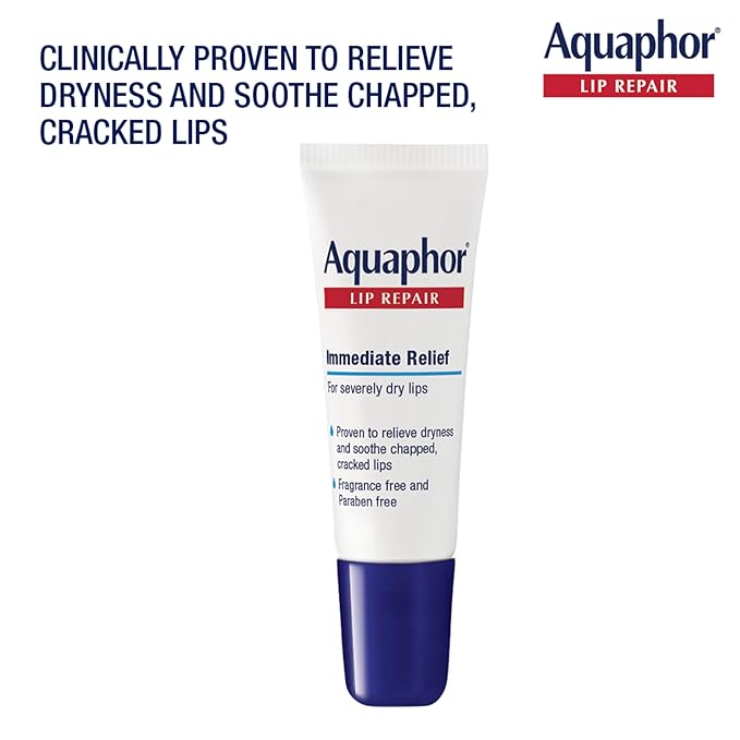 Aquaphor Lip Repair Ointment, Value Pack, 2 x 0.35 FL OZ | Lip Balm Moisturizer with Vitamins and Shea Butter, Immediate Severely Dry Lip Relief, Paraben and Fragrance Free Open Heaven Beauty