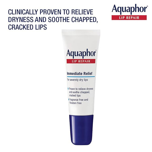 Aquaphor Lip Repair Ointment, Value Pack, 2 x 0.35 FL OZ | Lip Balm Moisturizer with Vitamins and Shea Butter, Immediate Severely Dry Lip Relief, Paraben and Fragrance Free Open Heaven Beauty