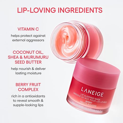 LANEIGE Lip Sleeping Mask: Korean Overnight Treatment For Dry Lips | Hydrating & Nourishing Overnight Lip Treatment Mask with Vitamin C, Shea & Murumuru Seed Butter | Now Build Your Own Bespoke Swirl Open Heaven Beauty