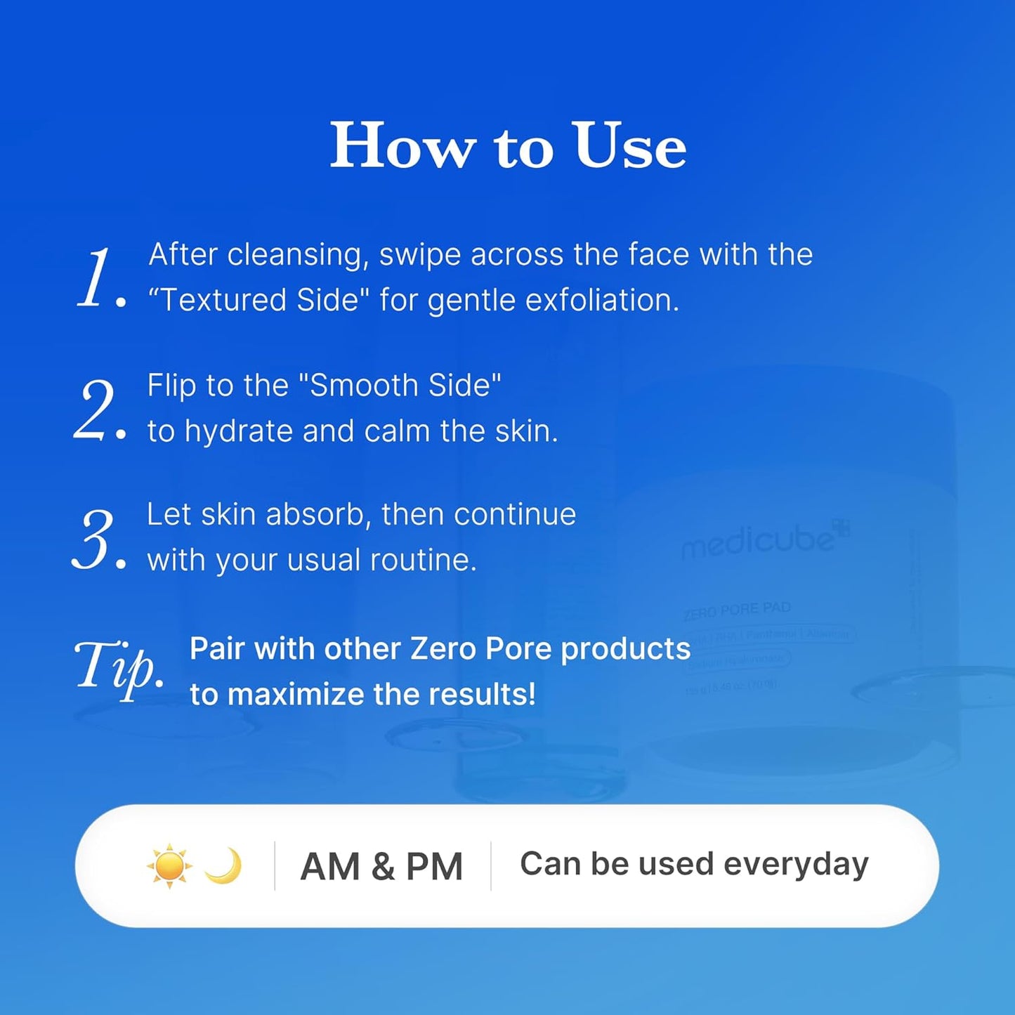 medicube Toner Pads Zero Pore Pad 2.0 for Exfoliation and Pore Care | Dual-Textured Facial Pad with 4.5% AHA Lactic Acid, 0.45% BHA Salicylic Acid - For All, Korean Skin Care, 70 Pads, 1 Pack Open Heaven Beauty