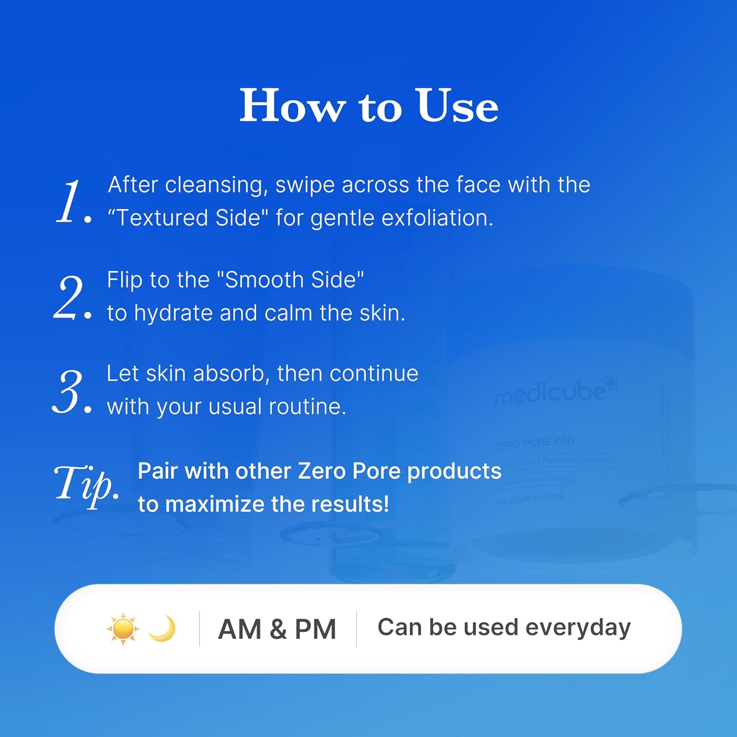 medicube Toner Pads Zero Pore Pad 2.0 for Exfoliation and Pore Care | Dual-Textured Facial Pad with 4.5% AHA Lactic Acid, 0.45% BHA Salicylic Acid - For All, Korean Skin Care, 70 Pads, 1 Pack Open Heaven Beauty