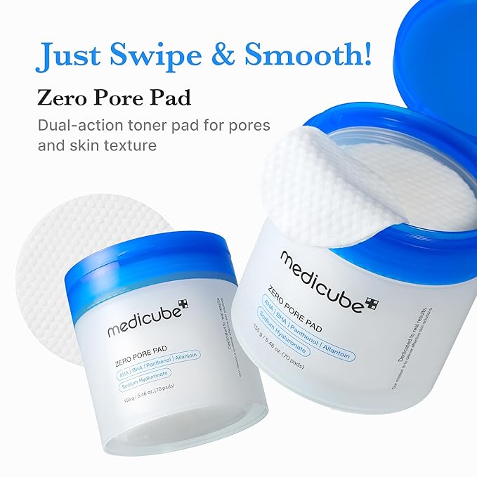 medicube Toner Pads Zero Pore Pad 2.0 for Exfoliation and Pore Care | Dual-Textured Facial Pad with 4.5% AHA Lactic Acid, 0.45% BHA Salicylic Acid - For All, Korean Skin Care, 70 Pads, 1 Pack Open Heaven Beauty