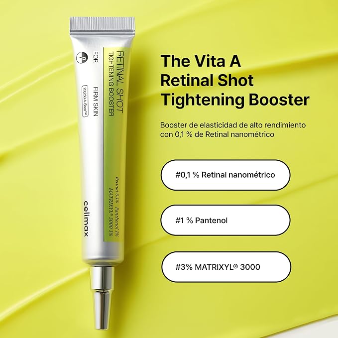 celimax The Vita A Retinal Shot Tightening Booster (0.51 fl.oz) | 0.1% Retinal, 3% Matryxyl, High-Strength Retinoid, Anti Aging, Pore Minimizer, Fine Lines, Skin Firming, Korean Skin Care Open Heaven Beauty