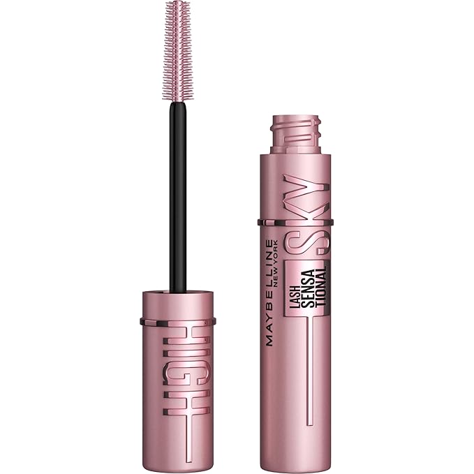 Maybelline Lash Sensational Sky High Washable Mascara Makeup, Volumizing, Lengthening, Defining, Curling, Multiplying, Buildable Formula, Blackest Black, 1 Count Open Heaven Beauty