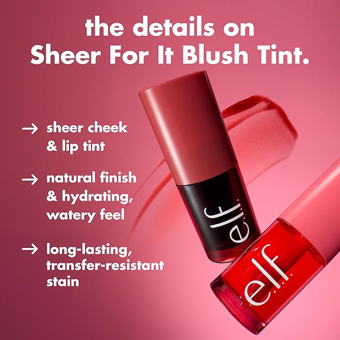 e.l.f. Sheer For It Blush Tint, Pink Positive | Multi-Use, Long-Lasting Lip & Cheek Makeup, Creates A Natural Flush Finish, Vegan & Cruelty-Free Open Heaven Beauty