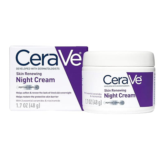 CeraVe Night Cream, Face Moisturizer, Skin Care for Dry Skin, 1.7oz | Skin Renewing Face Moisturizer with Hyaluronic Acid & Peptides, Night Cream For Men & Women, Anti-Aging Face Cream, Daily Use Open Heaven Beauty