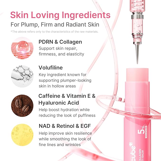 medicube PDRN Pink Collagen Volume Multi Balm Stick - Face & Body Balm | Volufiline, PDRN, NAD, Collagen - Under-Eyes, Neck, Forehead, Smile Lines, Lips, Plumping & Radiance for Line Care, K-Beauty Open Heaven Beauty