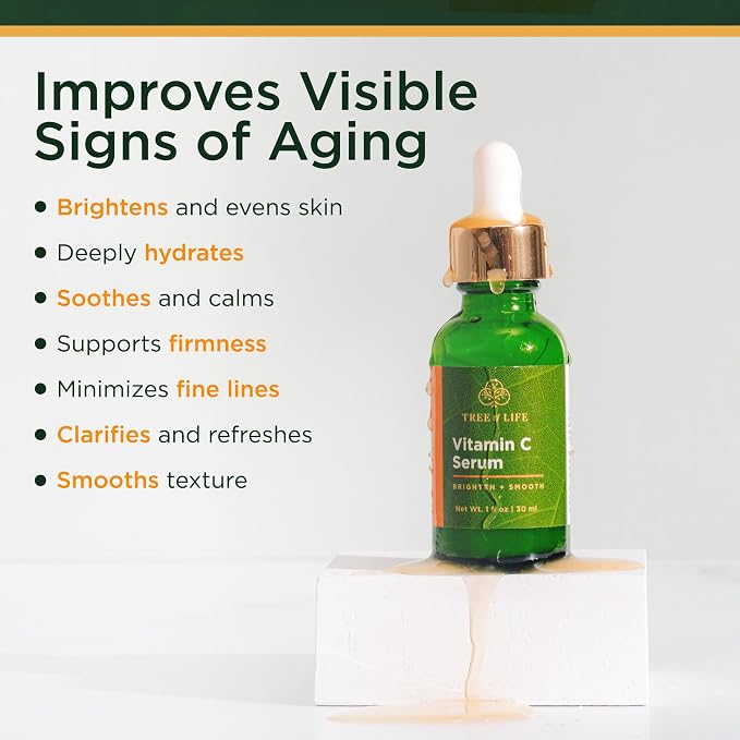 Tree of Life Vitamin C Serum for Face, Dark Spots Remover Face Oil, 2 Fl Oz | Brightening Vitamin C serum for face. Hydrating face oil that targets dark spots and fine lines for clear skin. Open Heaven Beauty
