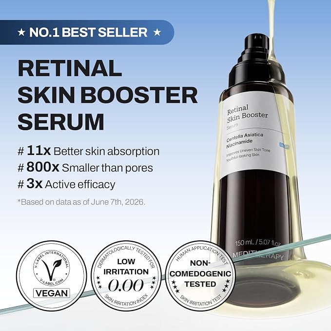 MEDITHERAPY Retinal Skin Booster Serum 5.07 fl oz | Retinaldehyde, Niacinamide, Cica | Korean Hydrating Face & Body Serum for Dull, Uneven Skin, All Skin Types, K-Beauty Open Heaven Beauty