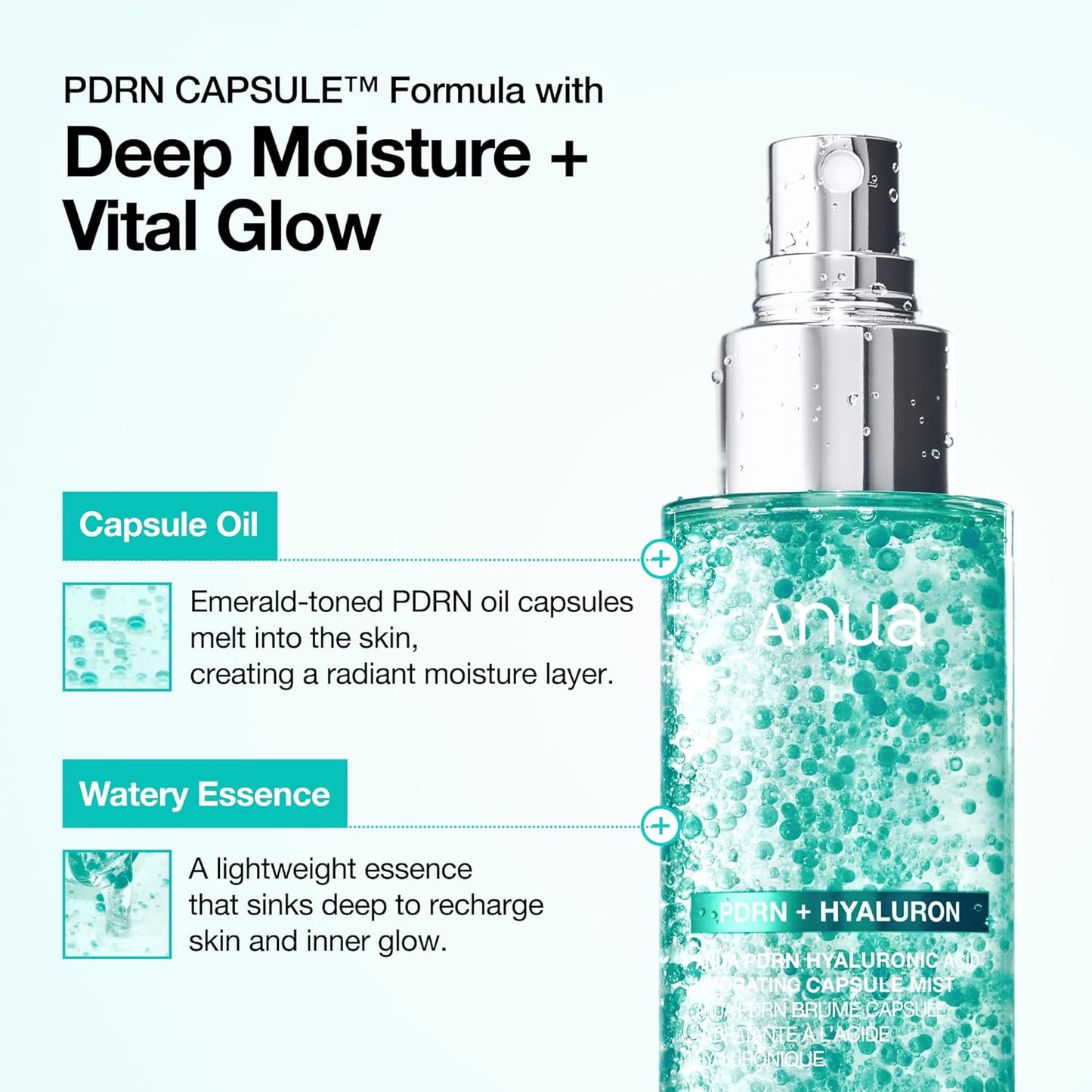 Anua PDRN Collagen Glow Facial Serum Spray, 3.38 fl oz | Hydrating Face Mist, Hyaluronic Acid, dewy glass finish, All Skin Types, Instant Plumping, Firming Care, Korean Skincare My Store