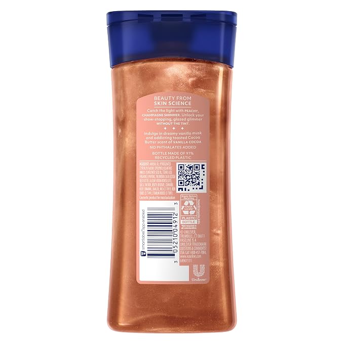 Vaseline Glazed and Glisten Sunlit Glow Body Gel Oil Vanilla Cocoa Shimmering with Ultra-Hydrating Lipids and 100% Pure Cocoa Butter, 6.8 Oz Open Heaven Beauty