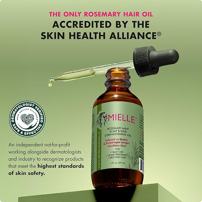 Mielle Organics Rosemary Mint Hair Oil with Biotin, 2 oz | Hair strengthening oil, with biotin & castor oil, dry scalp care, split end support, frizz smoothing Open Heaven Beauty