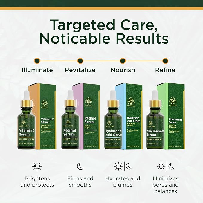 Tree of Life Vitamin C Serum for Face, Dark Spots Remover Face Oil, 2 Fl Oz | Brightening Vitamin C serum for face. Hydrating face oil that targets dark spots and fine lines for clear skin. Open Heaven Beauty