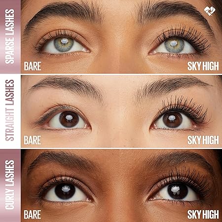 Maybelline Lash Sensational Sky High Washable Mascara Makeup, Volumizing, Lengthening, Defining, Curling, Multiplying, Buildable Formula, Blackest Black, 1 Count Open Heaven Beauty